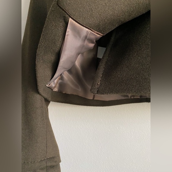 BCBG BCBGMAXAZRIA Olive Green Oversized Peacoat Double Breasted Blazer Wool Coat - Picture 6 of 7